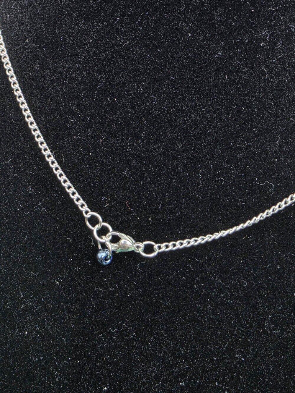 Faceted Green Dichroic Glass Teardrop Pendant Stainless Steel Curb Chain Necklac - Picture 3 of 4